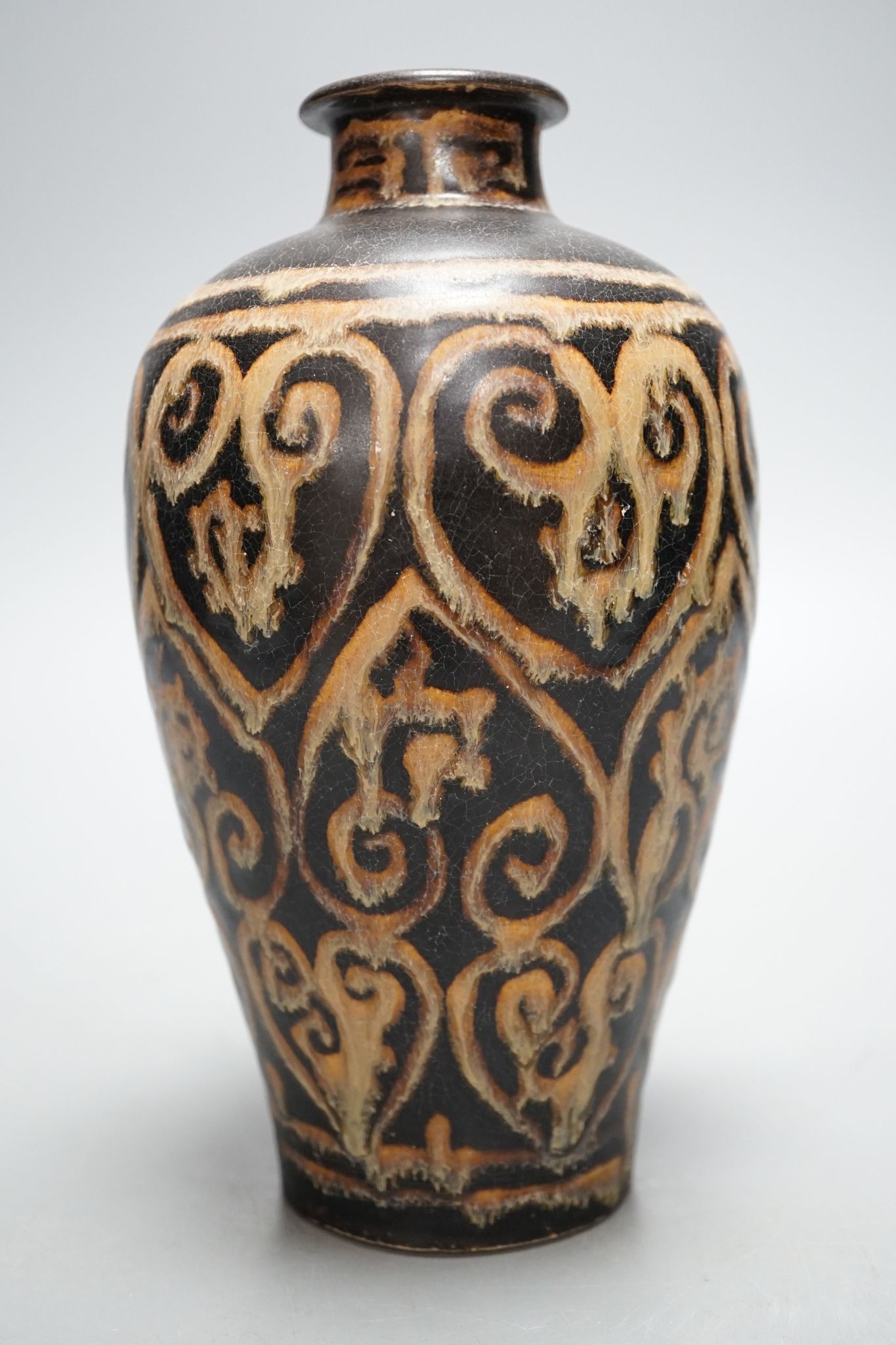 A Chinese black ground vase, 20cm